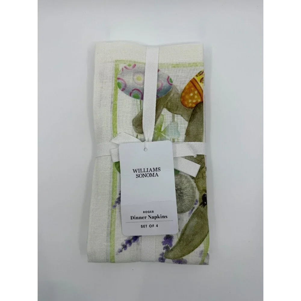 Williams Sonoma Roger‎ Printed Napkins Set of 4 Exclusive Current Style Easter